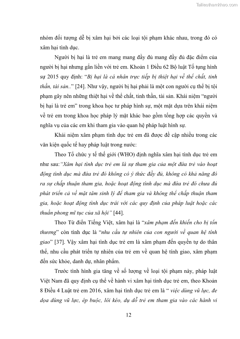 Luận văn thạc sĩ Bảo đảm quyền trẻ em trong các vụ án xâm hại tình dục tại Viện kiểm sát nhân dân thành phố Hà Nội - 2 Trang 21