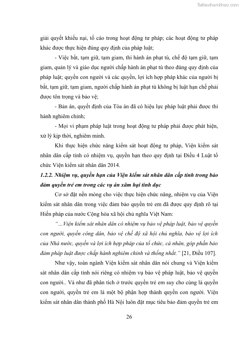 Luận văn thạc sĩ Bảo đảm quyền trẻ em trong các vụ án xâm hại tình dục tại Viện kiểm sát nhân dân thành phố Hà Nội - 3 Trang 35