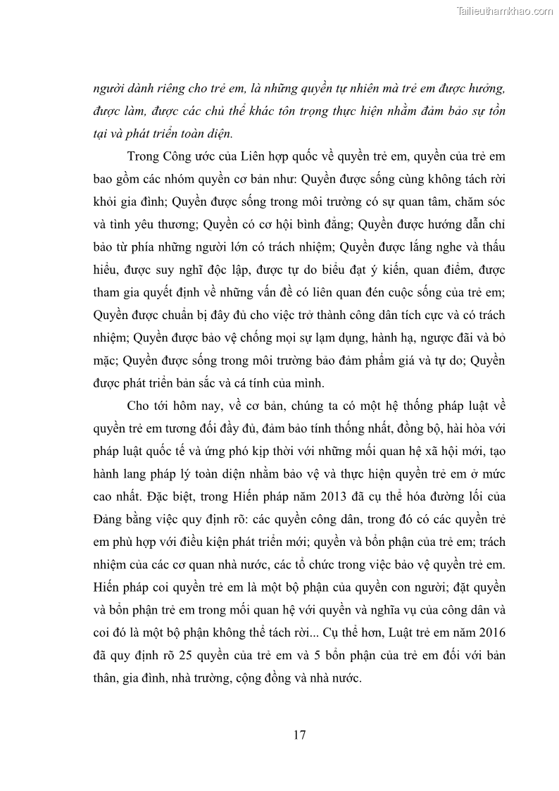 Luận văn thạc sĩ Bảo đảm quyền trẻ em trong các vụ án xâm hại tình dục tại Viện kiểm sát nhân dân thành phố Hà Nội - 3 Trang 26