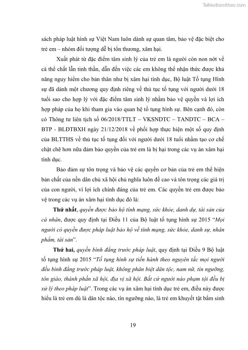 Luận văn thạc sĩ Bảo đảm quyền trẻ em trong các vụ án xâm hại tình dục tại Viện kiểm sát nhân dân thành phố Hà Nội - 3 Trang 28