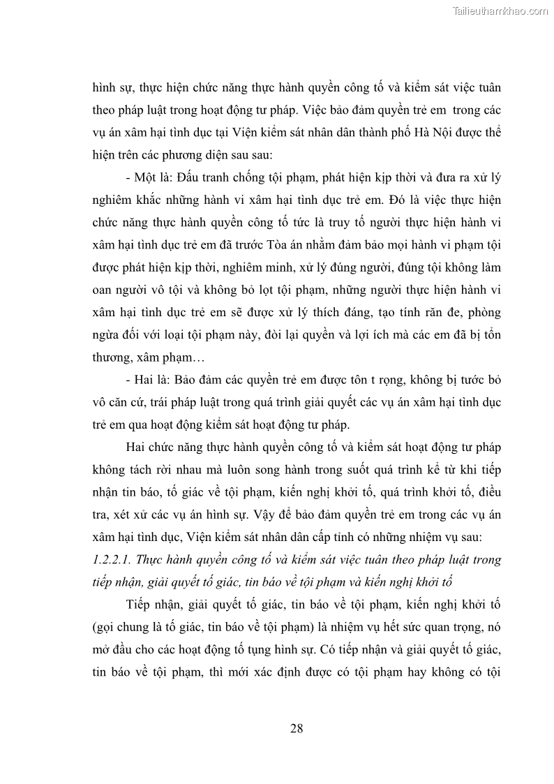 Luận văn thạc sĩ Bảo đảm quyền trẻ em trong các vụ án xâm hại tình dục tại Viện kiểm sát nhân dân thành phố Hà Nội - 4 Trang 37