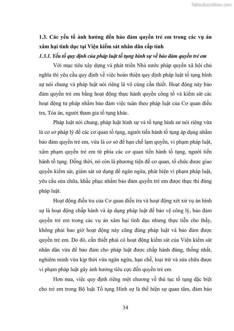 Luận văn thạc sĩ Bảo đảm quyền trẻ em trong các vụ án xâm hại tình dục tại Viện kiểm sát nhân dân thành phố Hà Nội - 4 Trang 43