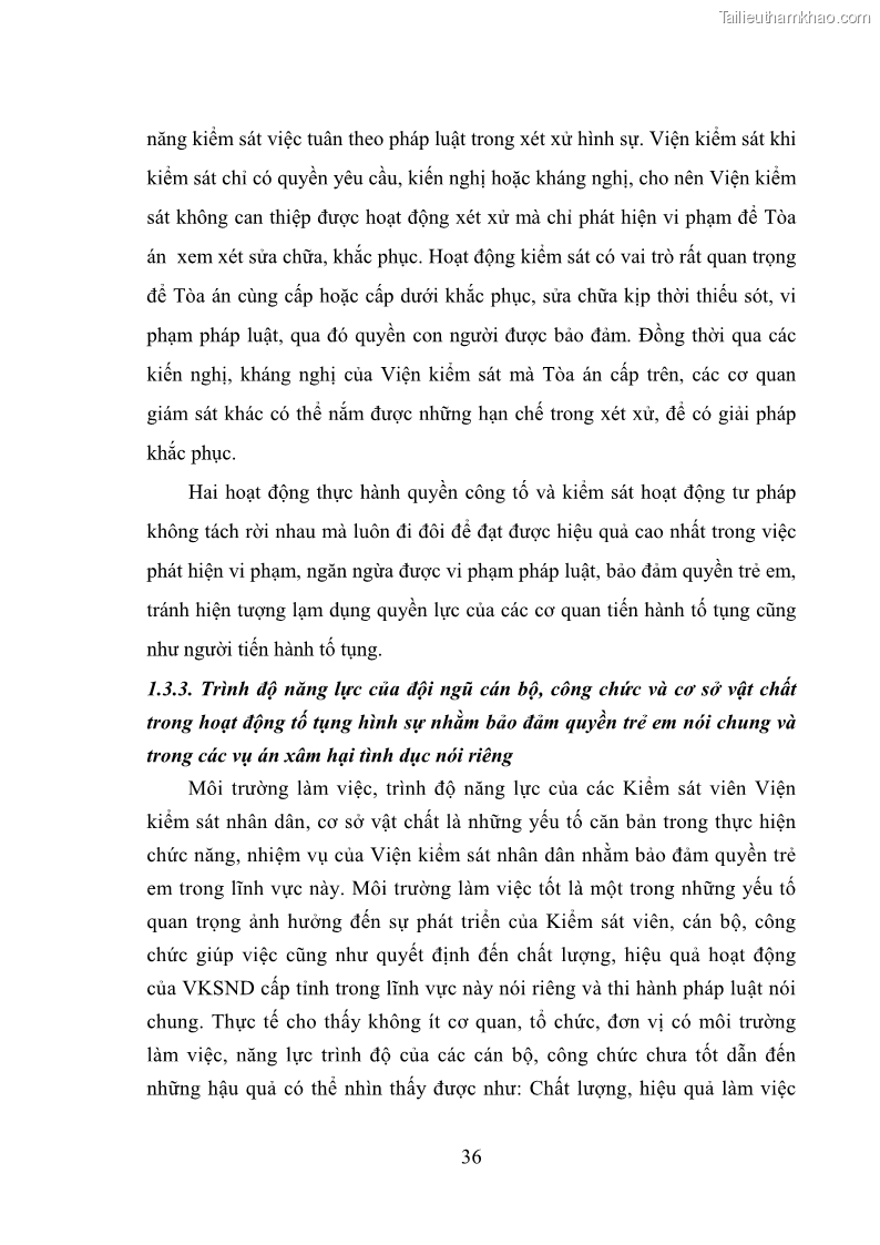 Luận văn thạc sĩ Bảo đảm quyền trẻ em trong các vụ án xâm hại tình dục tại Viện kiểm sát nhân dân thành phố Hà Nội - 4 Trang 45
