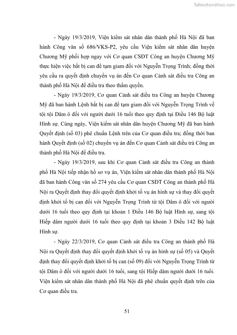 Luận văn thạc sĩ Bảo đảm quyền trẻ em trong các vụ án xâm hại tình dục tại Viện kiểm sát nhân dân thành phố Hà Nội - 5 Trang 60