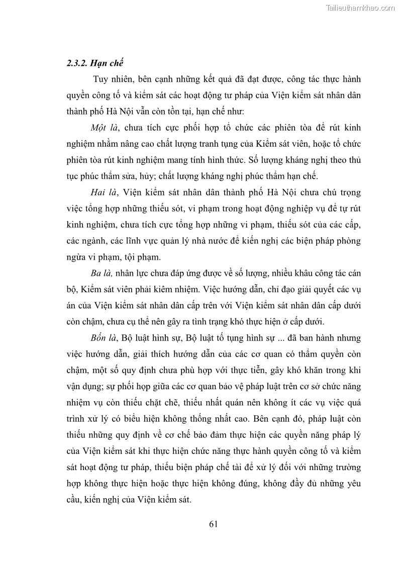 Luận văn thạc sĩ Bảo đảm quyền trẻ em trong các vụ án xâm hại tình dục tại Viện kiểm sát nhân dân thành phố Hà Nội - 6 Trang 70