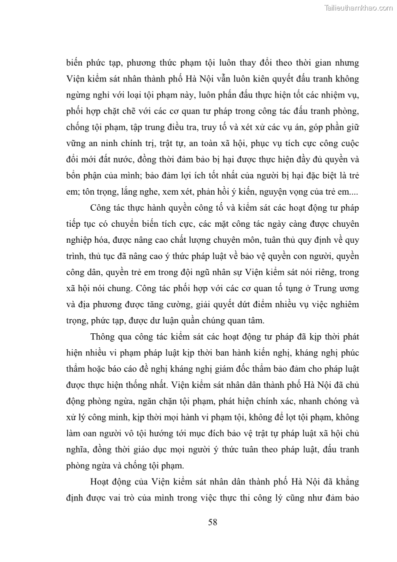Luận văn thạc sĩ Bảo đảm quyền trẻ em trong các vụ án xâm hại tình dục tại Viện kiểm sát nhân dân thành phố Hà Nội - 6 Trang 67