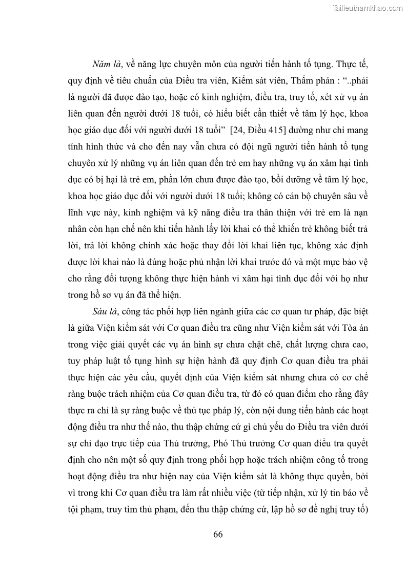 Luận văn thạc sĩ Bảo đảm quyền trẻ em trong các vụ án xâm hại tình dục tại Viện kiểm sát nhân dân thành phố Hà Nội - 7 Trang 75