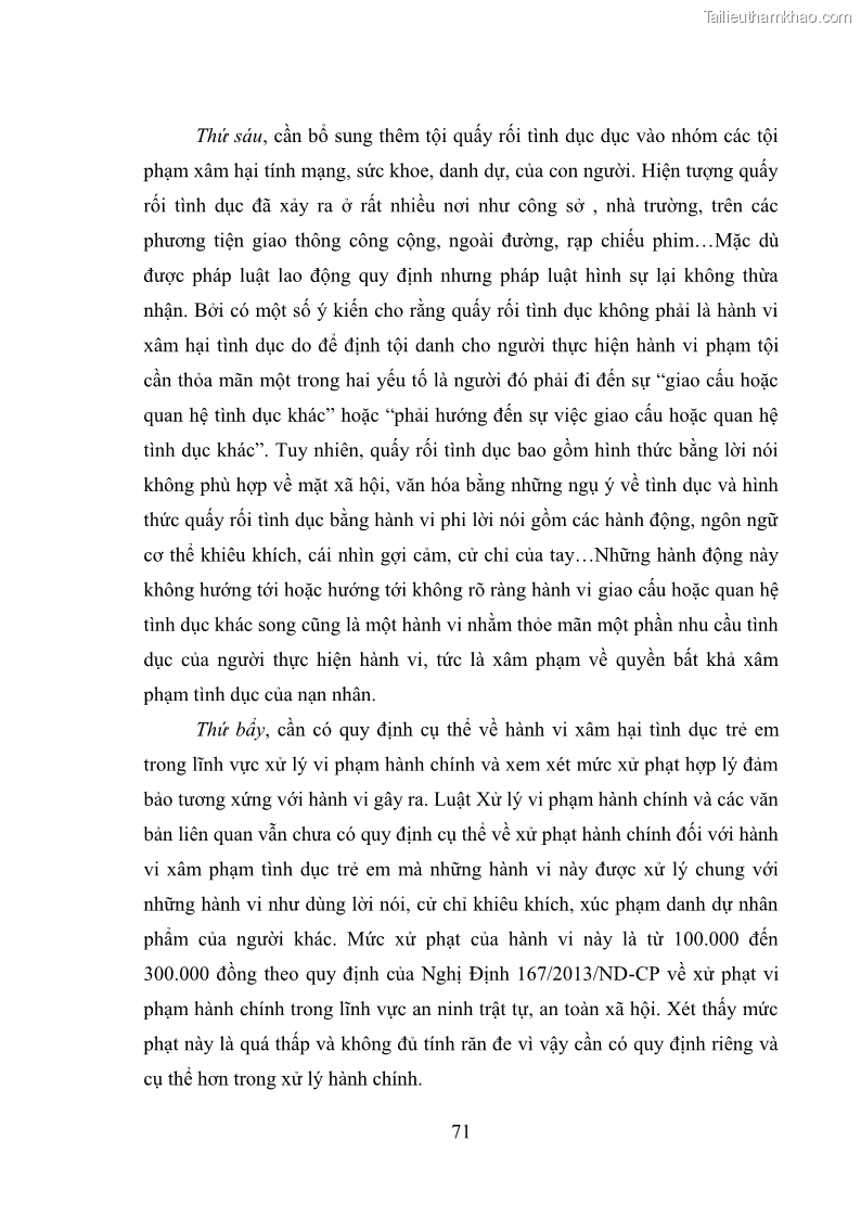 Luận văn thạc sĩ Bảo đảm quyền trẻ em trong các vụ án xâm hại tình dục tại Viện kiểm sát nhân dân thành phố Hà Nội - 7 Trang 80
