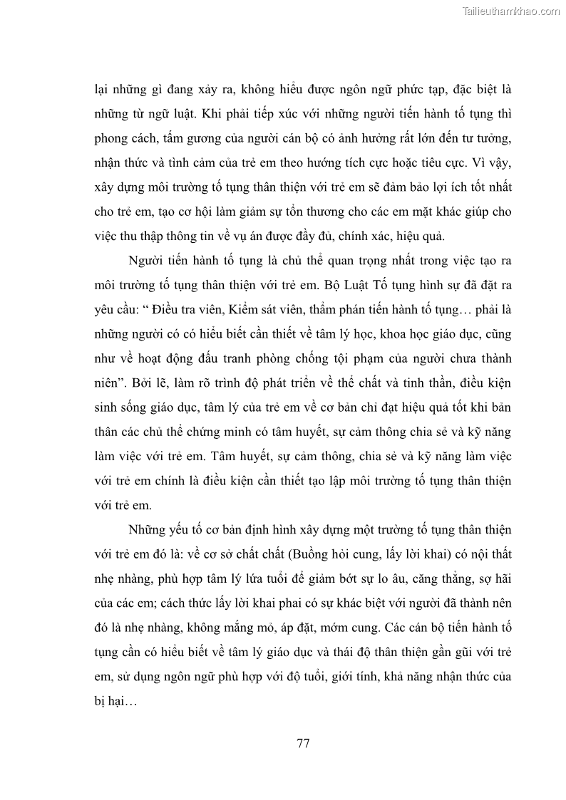 Luận văn thạc sĩ Bảo đảm quyền trẻ em trong các vụ án xâm hại tình dục tại Viện kiểm sát nhân dân thành phố Hà Nội - 8 Trang 86
