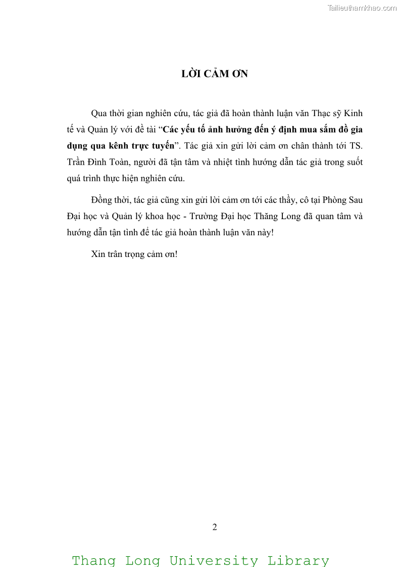 Luận văn thạc sĩ kinh doanh và quản lý Các yếu tố ảnh hưởng đến ý định mua sắm đồ gia dụng qua kênh trực tuyến - 1 Trang 4