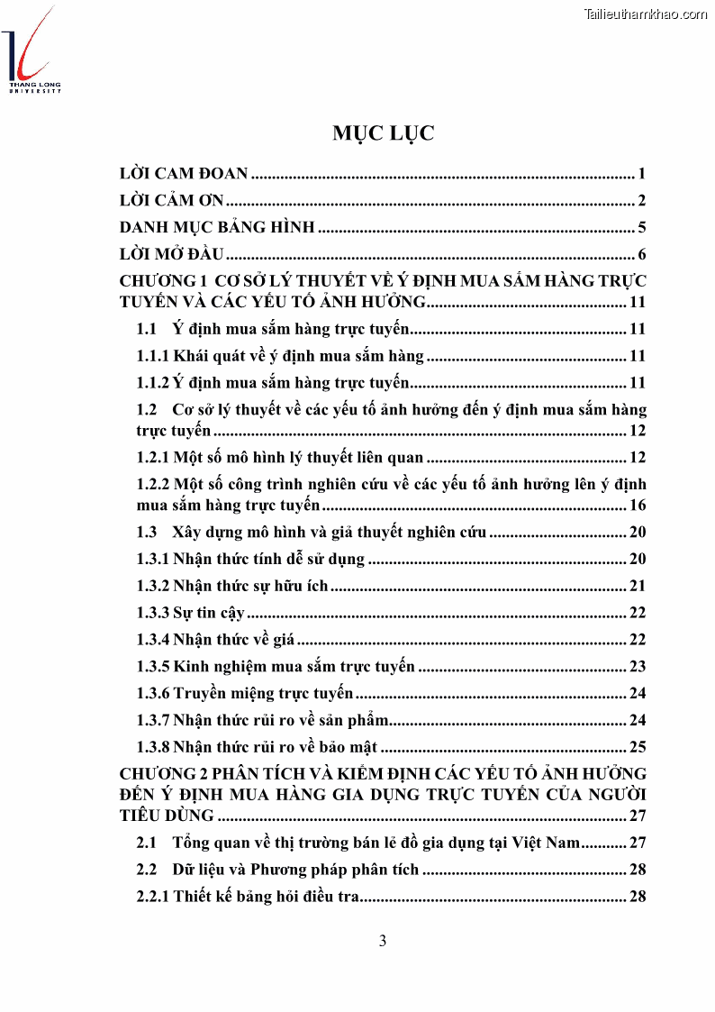 Luận văn thạc sĩ kinh doanh và quản lý Các yếu tố ảnh hưởng đến ý định mua sắm đồ gia dụng qua kênh trực tuyến - 1 Trang 5