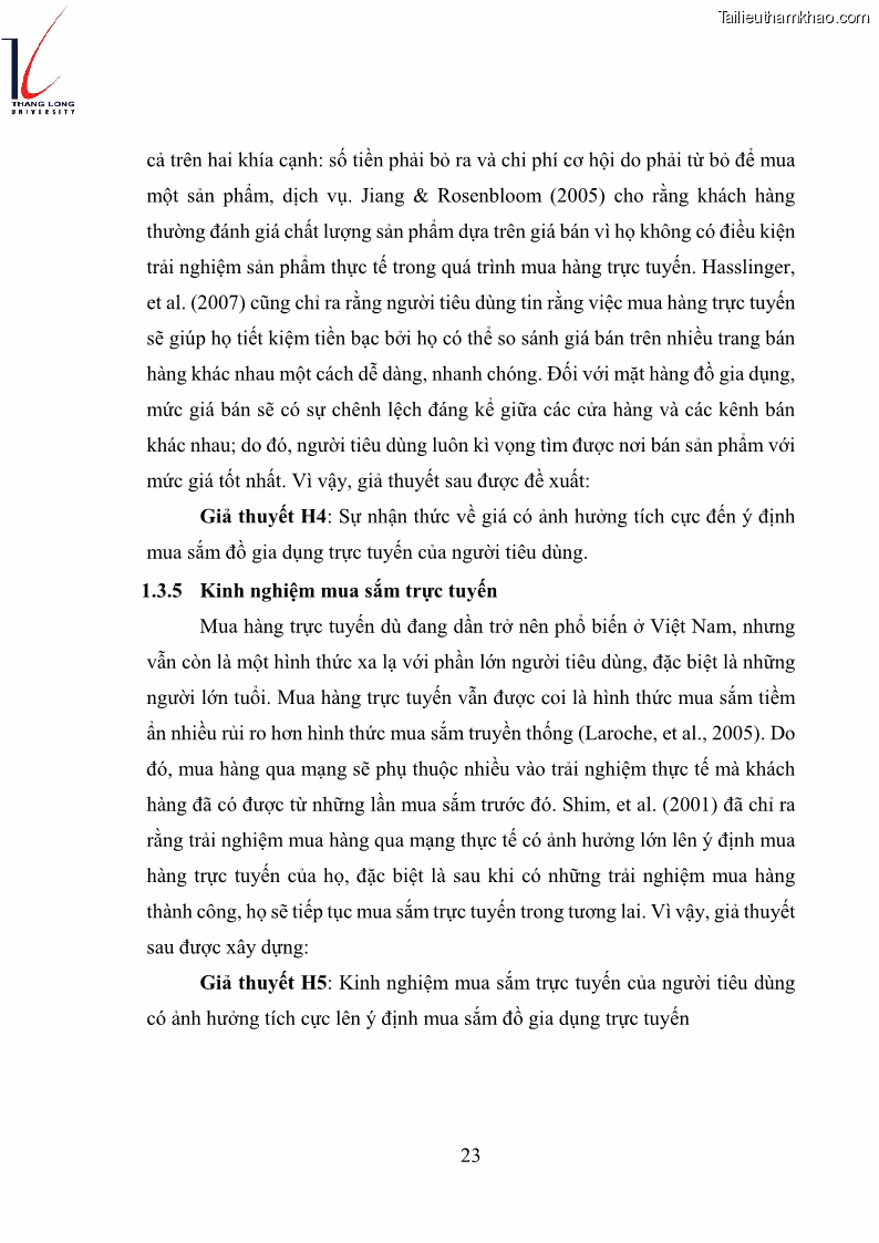 Luận văn thạc sĩ kinh doanh và quản lý Các yếu tố ảnh hưởng đến ý định mua sắm đồ gia dụng qua kênh trực tuyến - 3 Trang 25