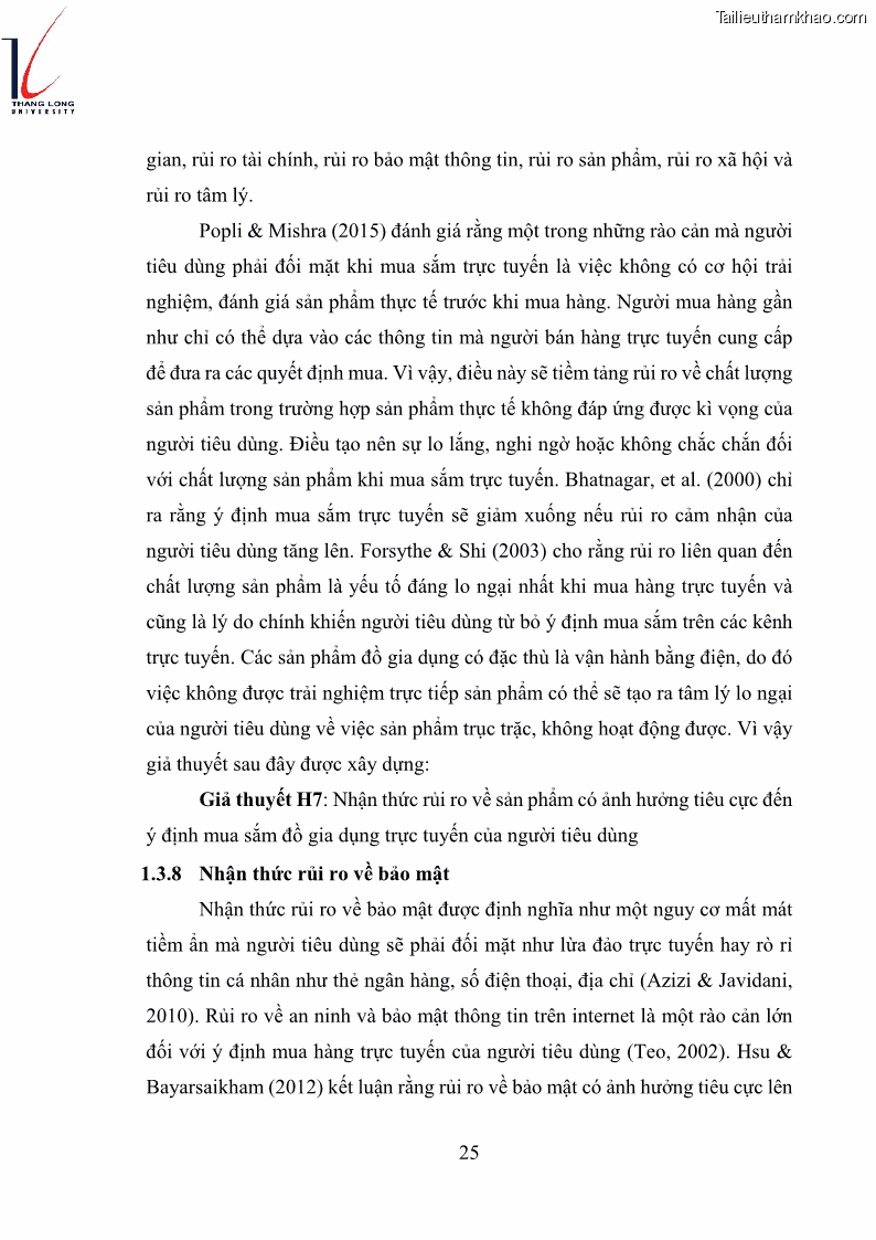 Luận văn thạc sĩ kinh doanh và quản lý Các yếu tố ảnh hưởng đến ý định mua sắm đồ gia dụng qua kênh trực tuyến - 3 Trang 27