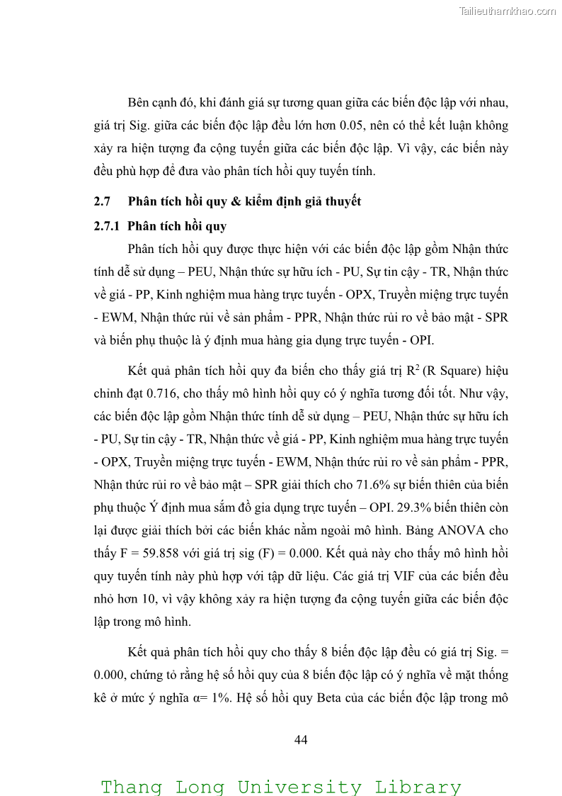 Luận văn thạc sĩ kinh doanh và quản lý Các yếu tố ảnh hưởng đến ý định mua sắm đồ gia dụng qua kênh trực tuyến - 4 Trang 46