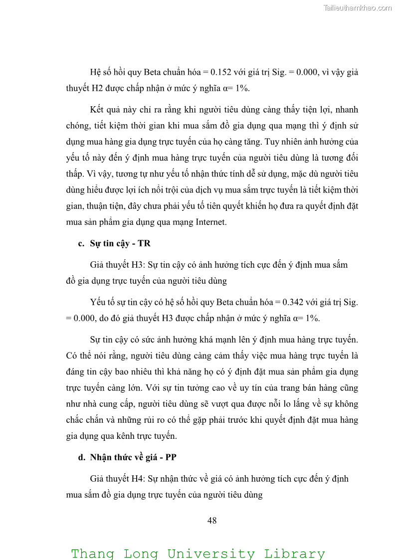 Luận văn thạc sĩ kinh doanh và quản lý Các yếu tố ảnh hưởng đến ý định mua sắm đồ gia dụng qua kênh trực tuyến - 5 Trang 50