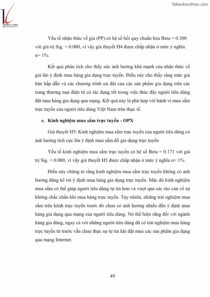 Luận văn thạc sĩ kinh doanh và quản lý Các yếu tố ảnh hưởng đến ý định mua sắm đồ gia dụng qua kênh trực tuyến - 5 Trang 51