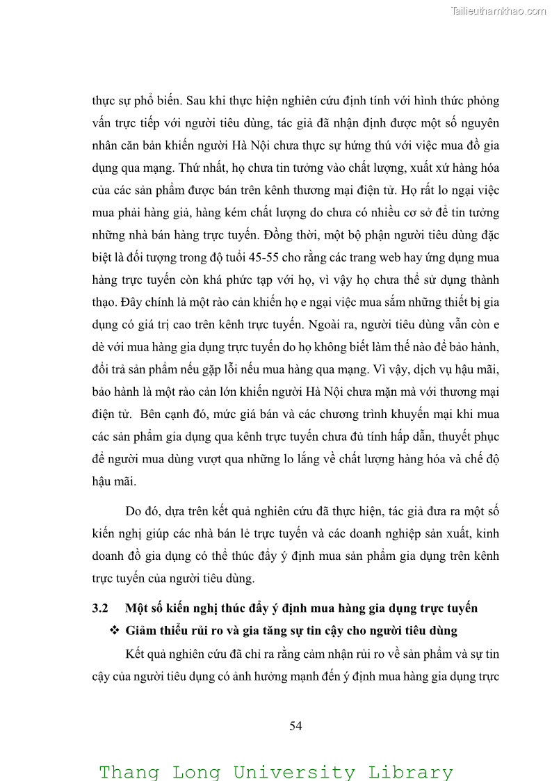 Luận văn thạc sĩ kinh doanh và quản lý Các yếu tố ảnh hưởng đến ý định mua sắm đồ gia dụng qua kênh trực tuyến - 5 Trang 56