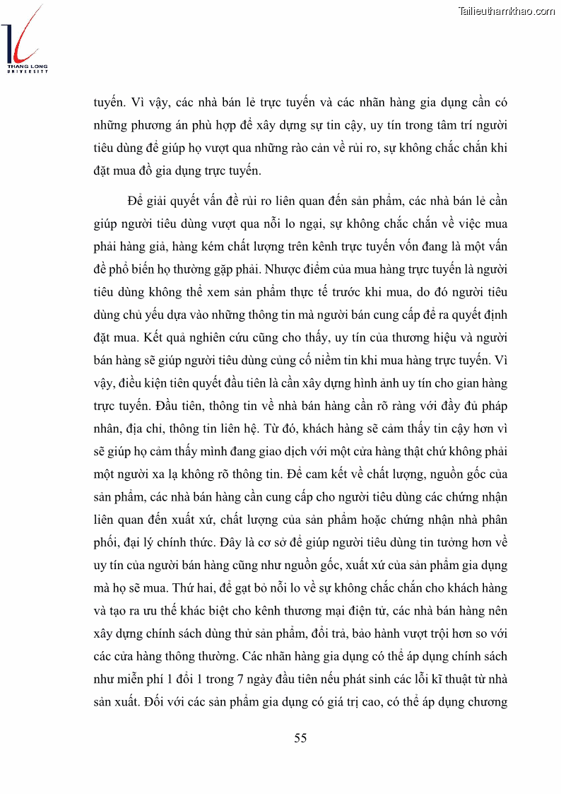 Luận văn thạc sĩ kinh doanh và quản lý Các yếu tố ảnh hưởng đến ý định mua sắm đồ gia dụng qua kênh trực tuyến - 5 Trang 57