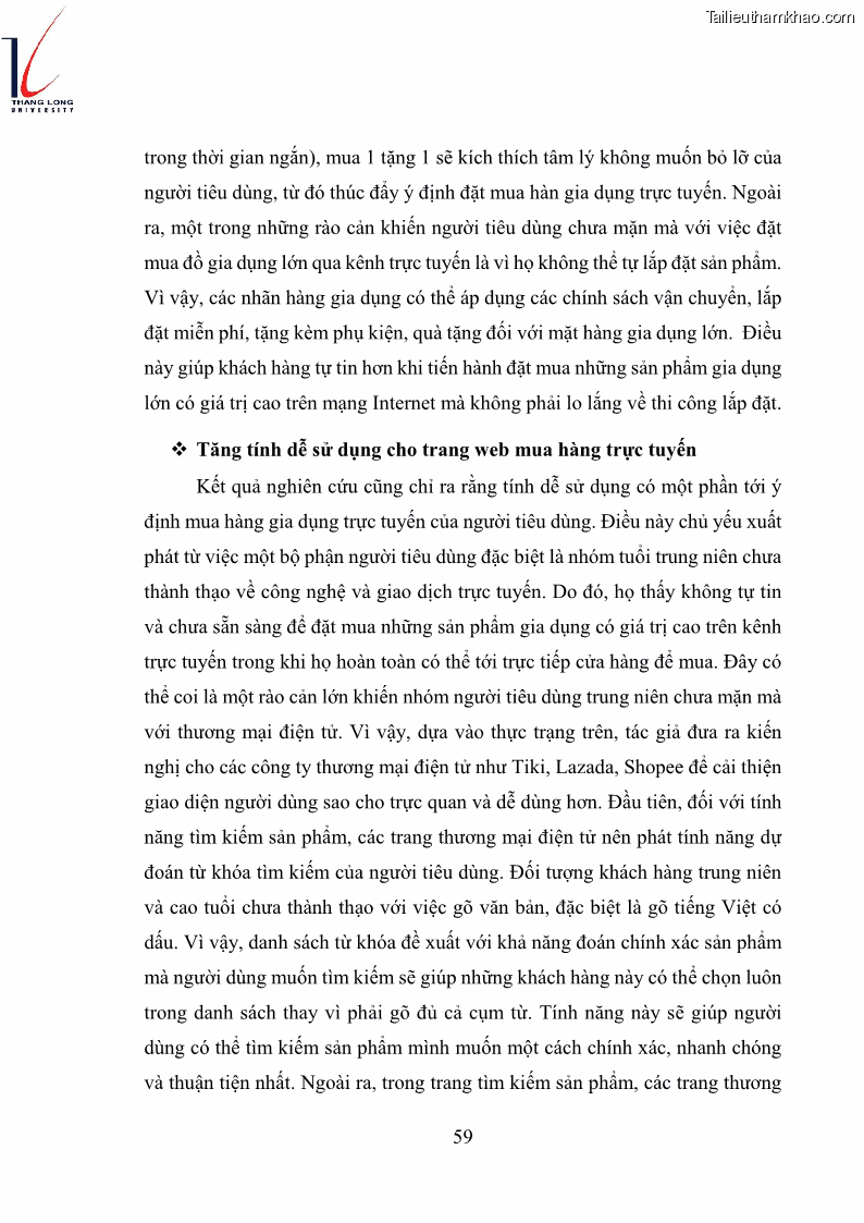 Luận văn thạc sĩ kinh doanh và quản lý Các yếu tố ảnh hưởng đến ý định mua sắm đồ gia dụng qua kênh trực tuyến - 6 Trang 61