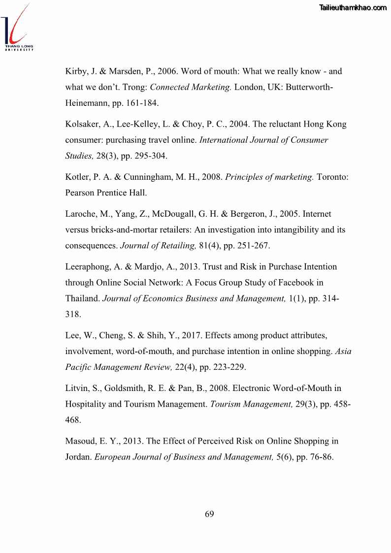 Luận văn thạc sĩ kinh doanh và quản lý Các yếu tố ảnh hưởng đến ý định mua sắm đồ gia dụng qua kênh trực tuyến - 6 Trang 71