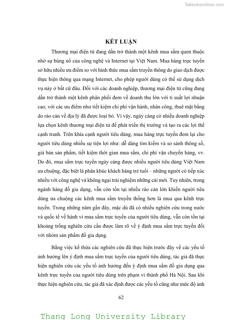 Luận văn thạc sĩ kinh doanh và quản lý Các yếu tố ảnh hưởng đến ý định mua sắm đồ gia dụng qua kênh trực tuyến - 6 Trang 64
