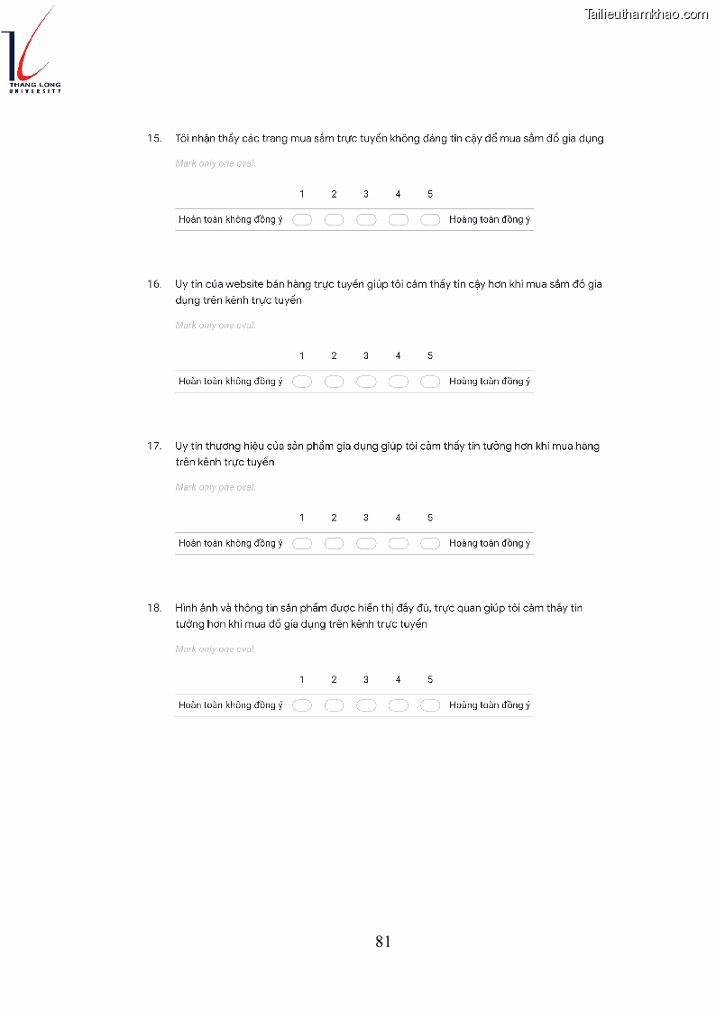 Luận văn thạc sĩ kinh doanh và quản lý Các yếu tố ảnh hưởng đến ý định mua sắm đồ gia dụng qua kênh trực tuyến - 7 Trang 83