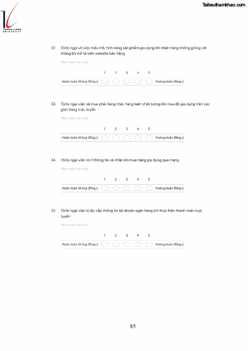 Luận văn thạc sĩ kinh doanh và quản lý Các yếu tố ảnh hưởng đến ý định mua sắm đồ gia dụng qua kênh trực tuyến - 8 Trang 87