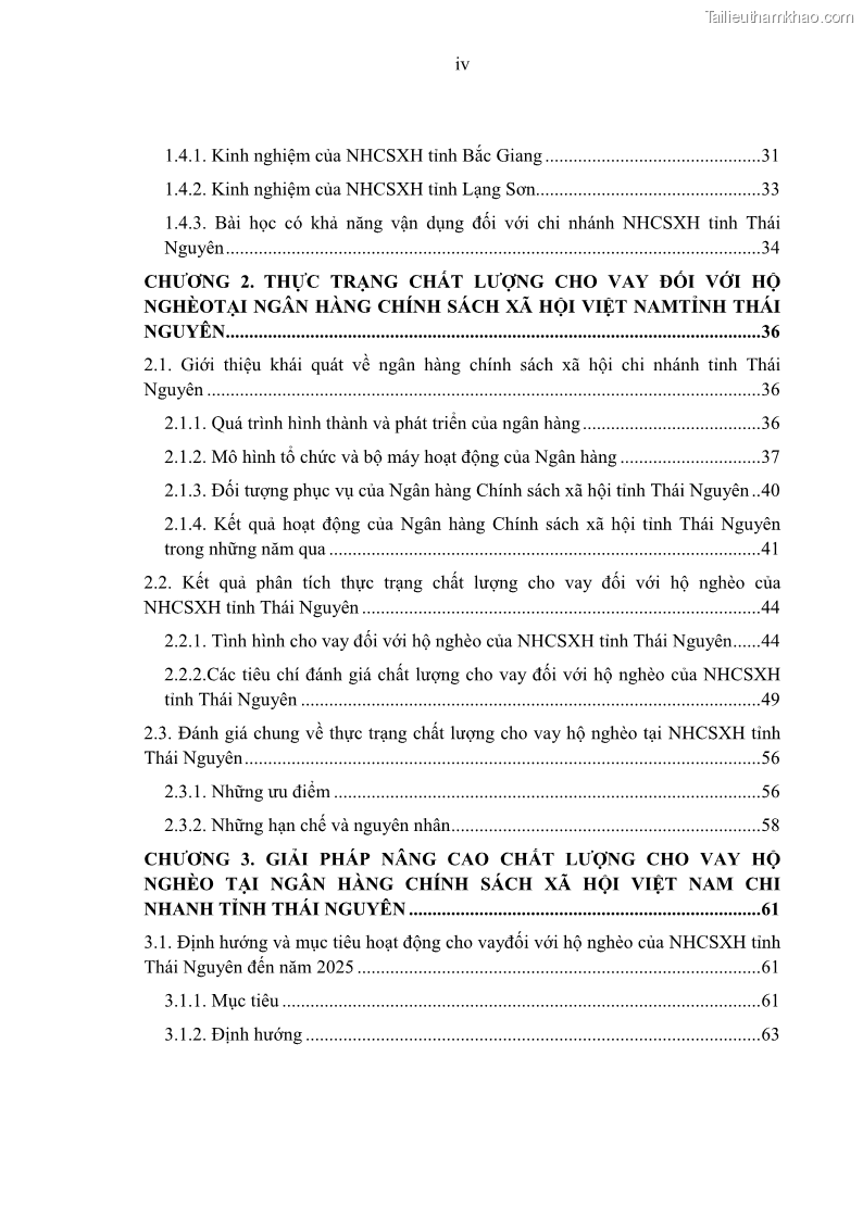 Luận văn thạc sĩ kinh tế Chất lượng cho vay hộ nghèo tại Ngân hàng chính sách xã hội Việt Nam - Chi nhánh Thái Nguyên - 1 Trang 6