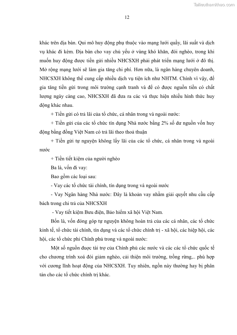 Luận văn thạc sĩ kinh tế Chất lượng cho vay hộ nghèo tại Ngân hàng chính sách xã hội Việt Nam - Chi nhánh Thái Nguyên - 2 Trang 22