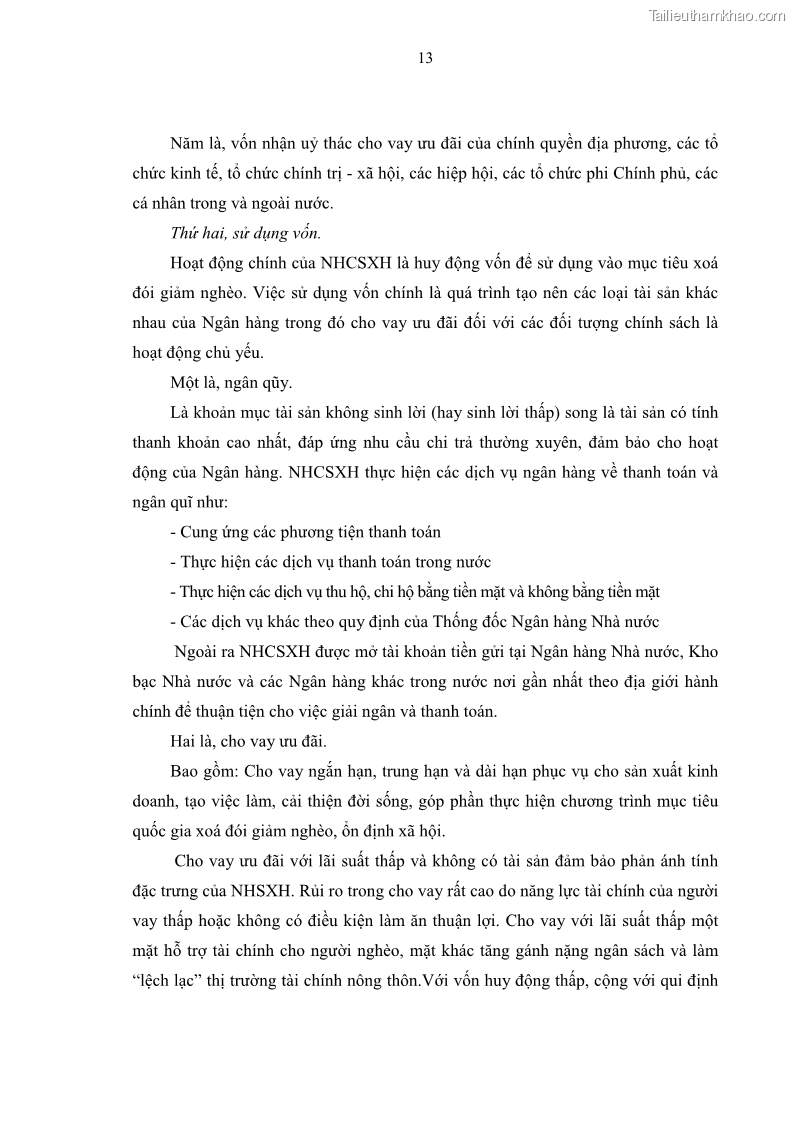 Luận văn thạc sĩ kinh tế Chất lượng cho vay hộ nghèo tại Ngân hàng chính sách xã hội Việt Nam - Chi nhánh Thái Nguyên - 2 Trang 23