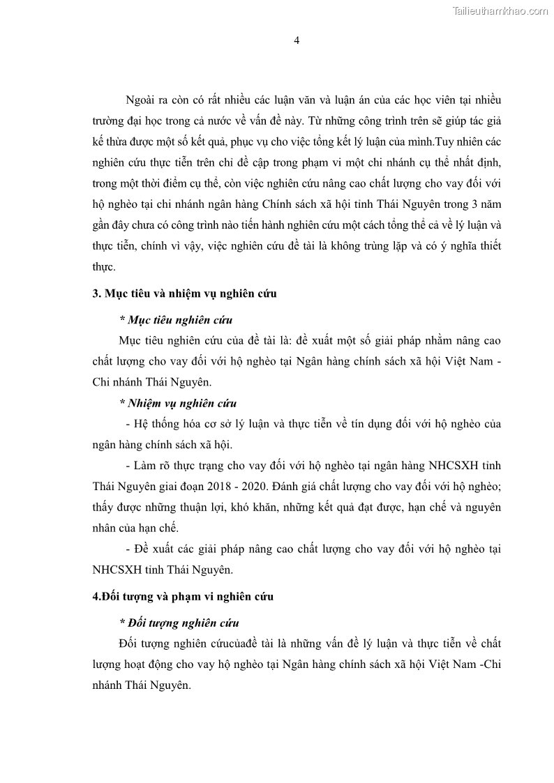 Luận văn thạc sĩ kinh tế Chất lượng cho vay hộ nghèo tại Ngân hàng chính sách xã hội Việt Nam - Chi nhánh Thái Nguyên - 2 Trang 14