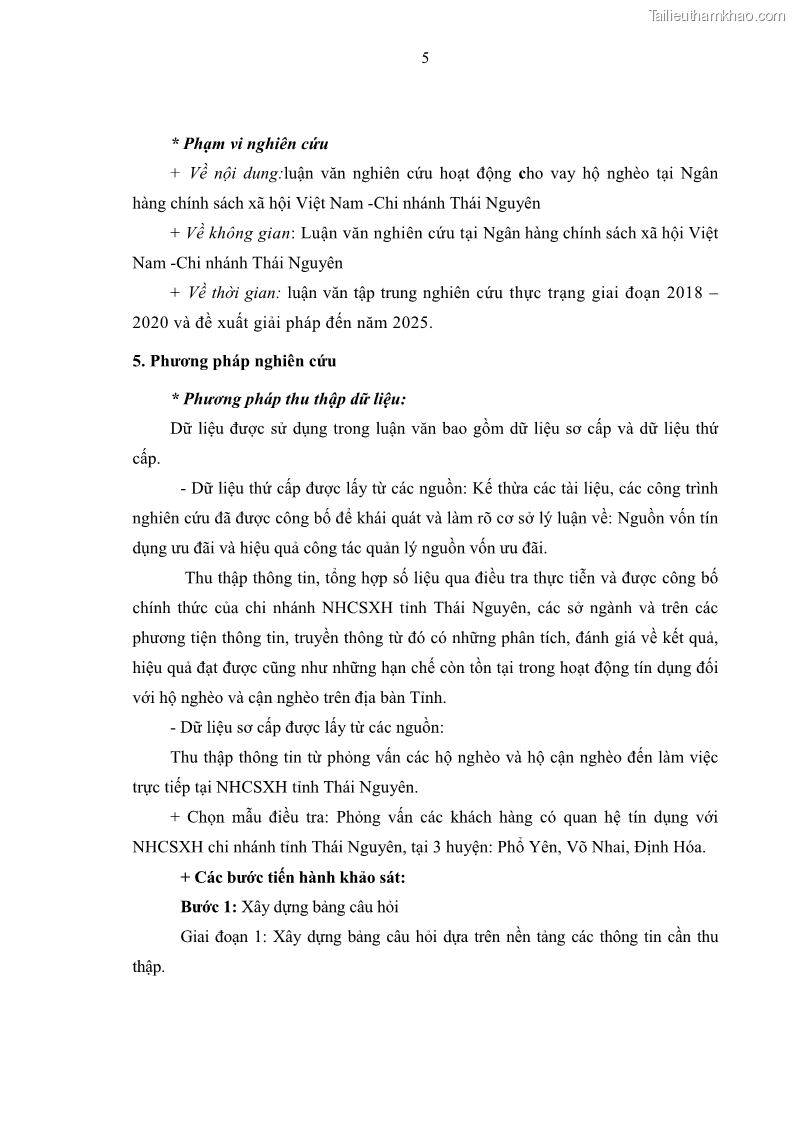 Luận văn thạc sĩ kinh tế Chất lượng cho vay hộ nghèo tại Ngân hàng chính sách xã hội Việt Nam - Chi nhánh Thái Nguyên - 2 Trang 15