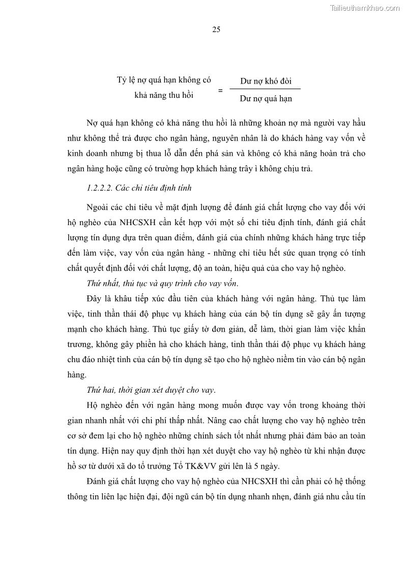 Luận văn thạc sĩ kinh tế Chất lượng cho vay hộ nghèo tại Ngân hàng chính sách xã hội Việt Nam - Chi nhánh Thái Nguyên - 3 Trang 35