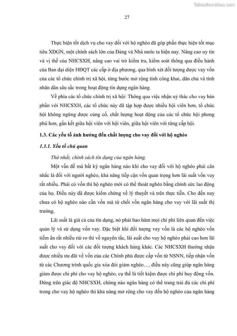 Luận văn thạc sĩ kinh tế Chất lượng cho vay hộ nghèo tại Ngân hàng chính sách xã hội Việt Nam - Chi nhánh Thái Nguyên - 4 Trang 37
