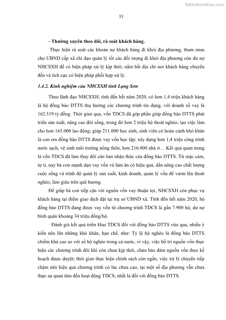 Luận văn thạc sĩ kinh tế Chất lượng cho vay hộ nghèo tại Ngân hàng chính sách xã hội Việt Nam - Chi nhánh Thái Nguyên - 4 Trang 43