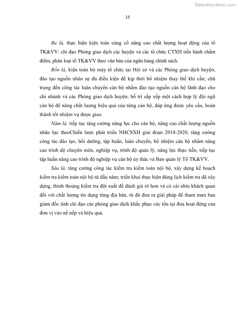 Luận văn thạc sĩ kinh tế Chất lượng cho vay hộ nghèo tại Ngân hàng chính sách xã hội Việt Nam - Chi nhánh Thái Nguyên - 4 Trang 45