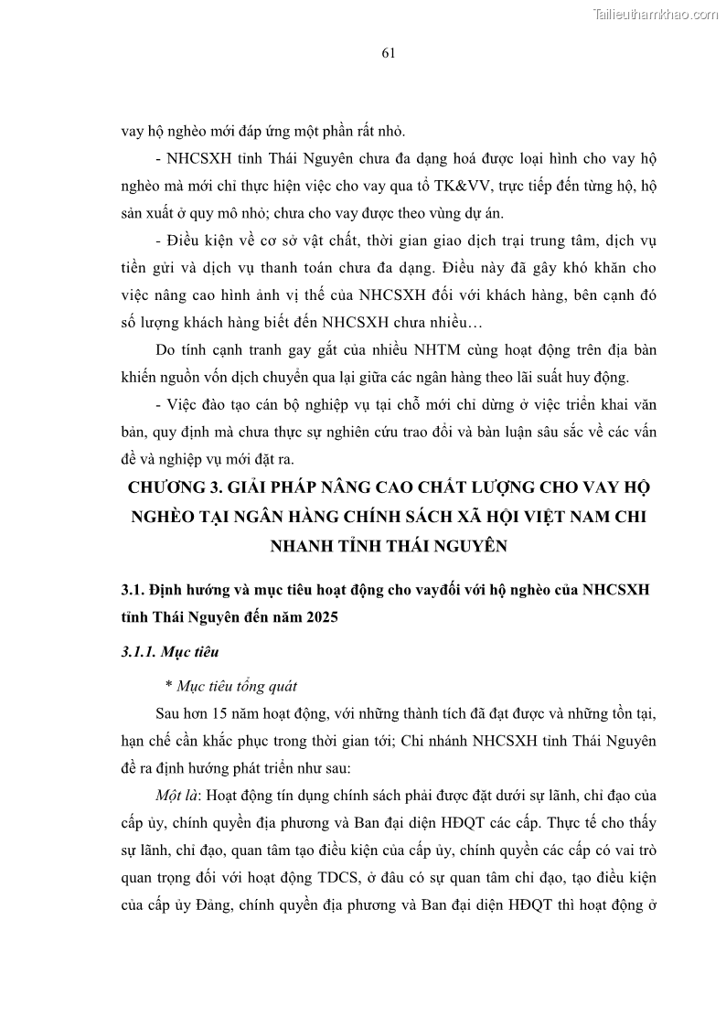 Luận văn thạc sĩ kinh tế Chất lượng cho vay hộ nghèo tại Ngân hàng chính sách xã hội Việt Nam - Chi nhánh Thái Nguyên - 6 Trang 71