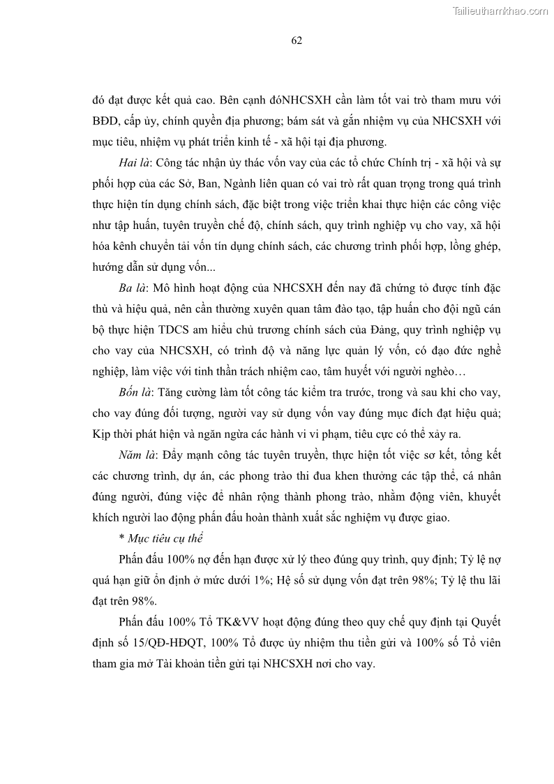 Luận văn thạc sĩ kinh tế Chất lượng cho vay hộ nghèo tại Ngân hàng chính sách xã hội Việt Nam - Chi nhánh Thái Nguyên - 6 Trang 72