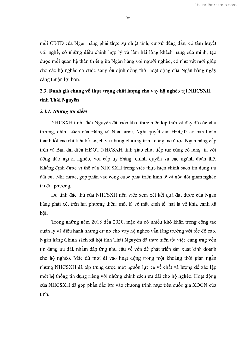 Luận văn thạc sĩ kinh tế Chất lượng cho vay hộ nghèo tại Ngân hàng chính sách xã hội Việt Nam - Chi nhánh Thái Nguyên - 6 Trang 66