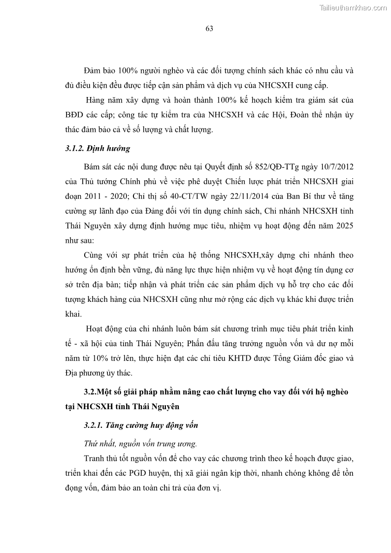 Luận văn thạc sĩ kinh tế Chất lượng cho vay hộ nghèo tại Ngân hàng chính sách xã hội Việt Nam - Chi nhánh Thái Nguyên - 7 Trang 73