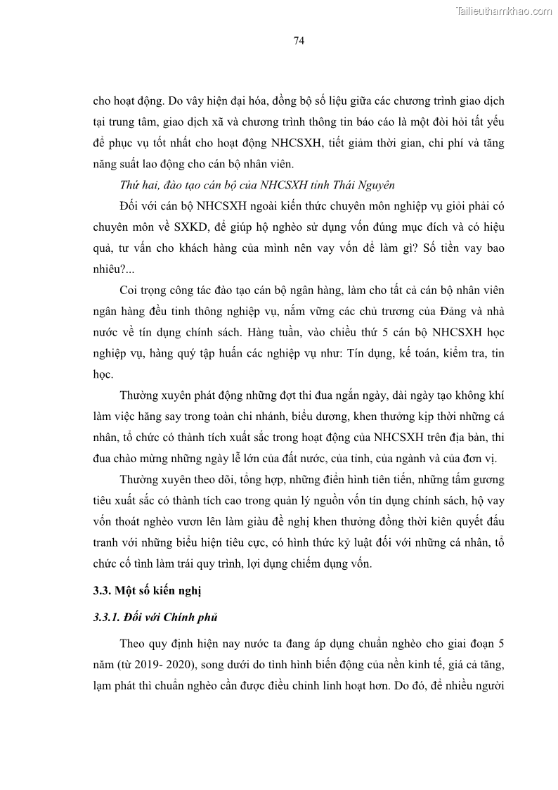 Luận văn thạc sĩ kinh tế Chất lượng cho vay hộ nghèo tại Ngân hàng chính sách xã hội Việt Nam - Chi nhánh Thái Nguyên - 7 Trang 84