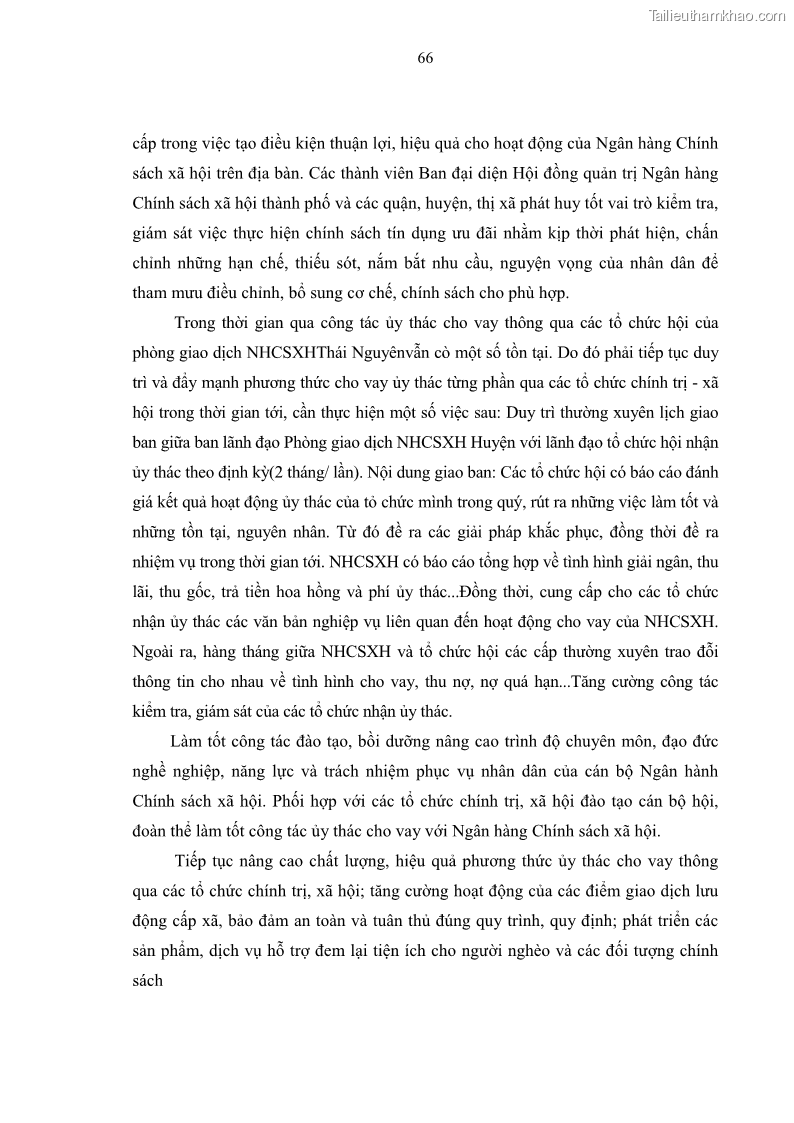 Luận văn thạc sĩ kinh tế Chất lượng cho vay hộ nghèo tại Ngân hàng chính sách xã hội Việt Nam - Chi nhánh Thái Nguyên - 7 Trang 76
