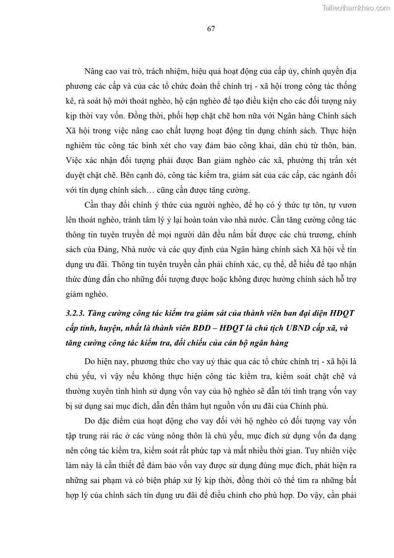 Luận văn thạc sĩ kinh tế Chất lượng cho vay hộ nghèo tại Ngân hàng chính sách xã hội Việt Nam - Chi nhánh Thái Nguyên - 7 Trang 77