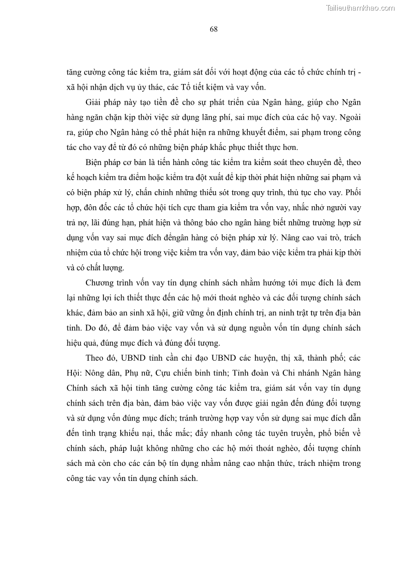 Luận văn thạc sĩ kinh tế Chất lượng cho vay hộ nghèo tại Ngân hàng chính sách xã hội Việt Nam - Chi nhánh Thái Nguyên - 7 Trang 78