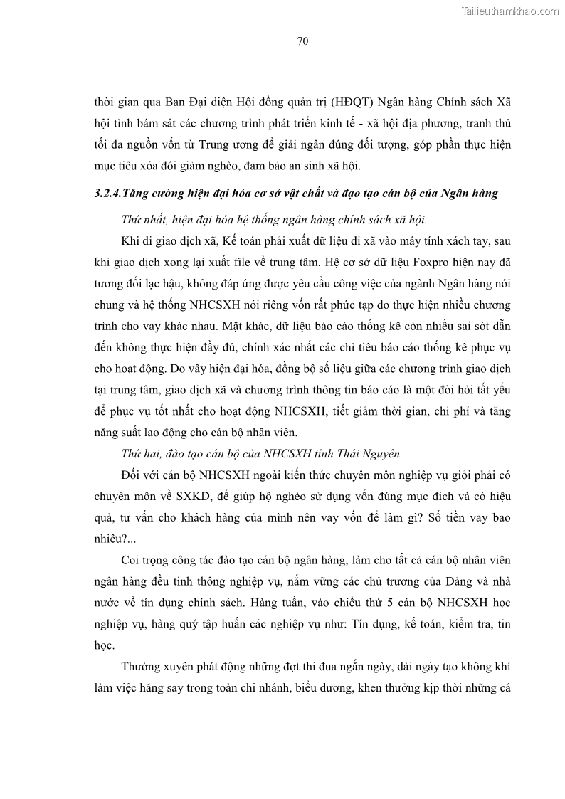 Luận văn thạc sĩ kinh tế Chất lượng cho vay hộ nghèo tại Ngân hàng chính sách xã hội Việt Nam - Chi nhánh Thái Nguyên - 7 Trang 80