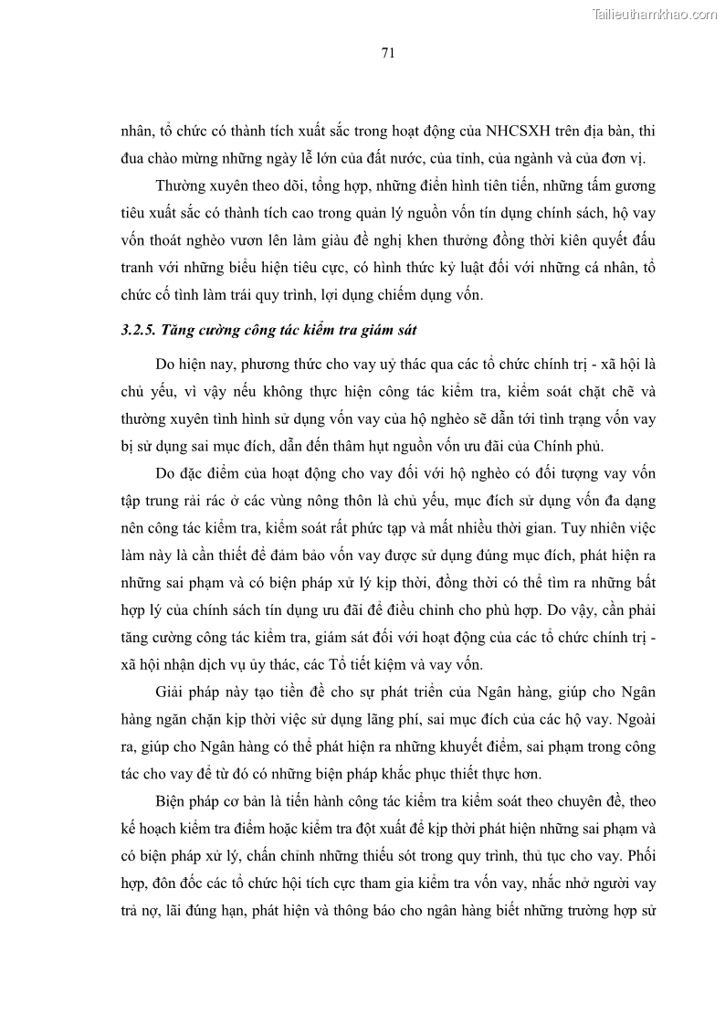 Luận văn thạc sĩ kinh tế Chất lượng cho vay hộ nghèo tại Ngân hàng chính sách xã hội Việt Nam - Chi nhánh Thái Nguyên - 7 Trang 81