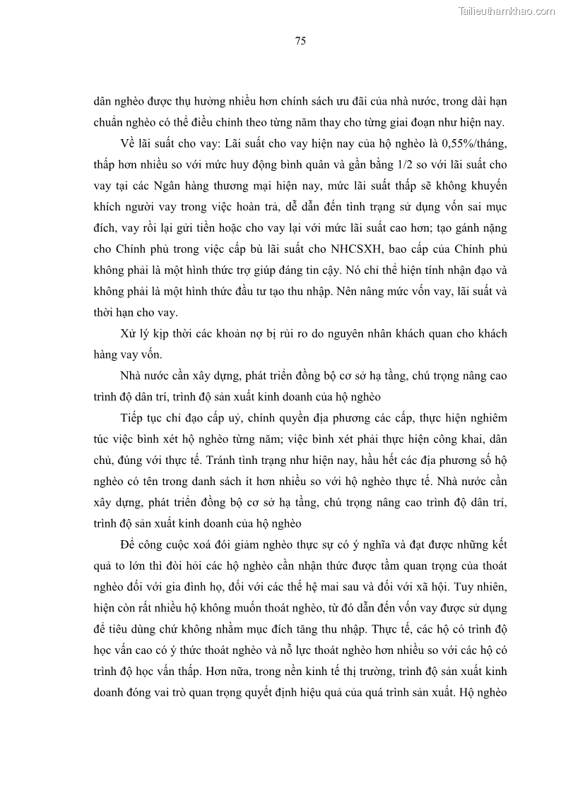 Luận văn thạc sĩ kinh tế Chất lượng cho vay hộ nghèo tại Ngân hàng chính sách xã hội Việt Nam - Chi nhánh Thái Nguyên - 8 Trang 85