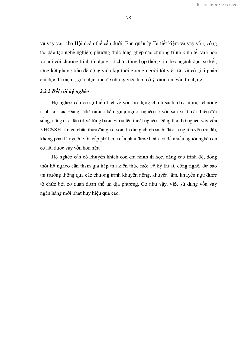 Luận văn thạc sĩ kinh tế Chất lượng cho vay hộ nghèo tại Ngân hàng chính sách xã hội Việt Nam - Chi nhánh Thái Nguyên - 8 Trang 88