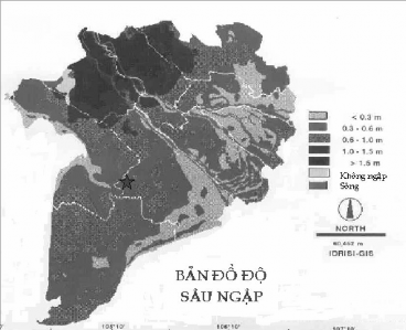 Hình 2 2 Bản đồ độ sâu ngập trong mùa lũ ở ĐBSCL Sông rạch bị nhiễm mặn 1