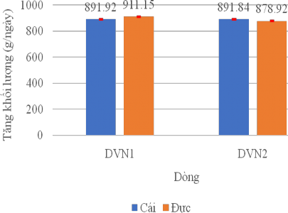 Hình 3 6 Tăng khối lượng của hai dòng lợn DVN1 và DVN2 theo tính biệt 6